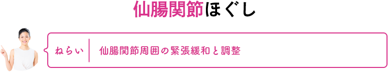 仙腸関節ほぐし　ねらい：仙腸関節周囲の緊張緩和と調整