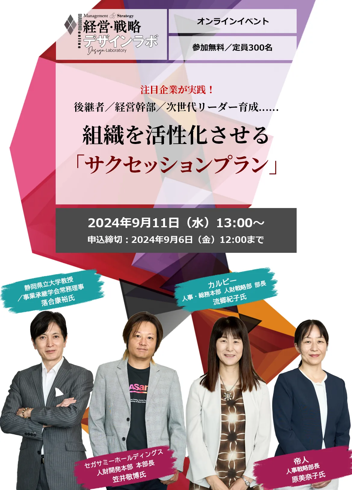 後継者／経営幹部／次世代リーダー育成...... 組織を活性化させる「サクセッションプラン」